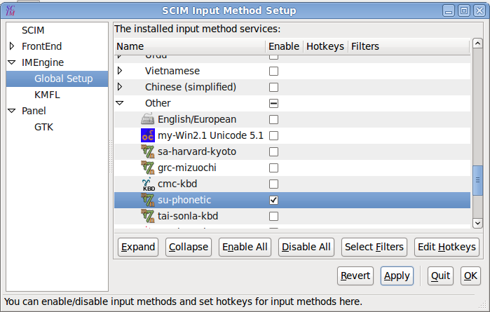 Scim Input Method su-phonetic_scim